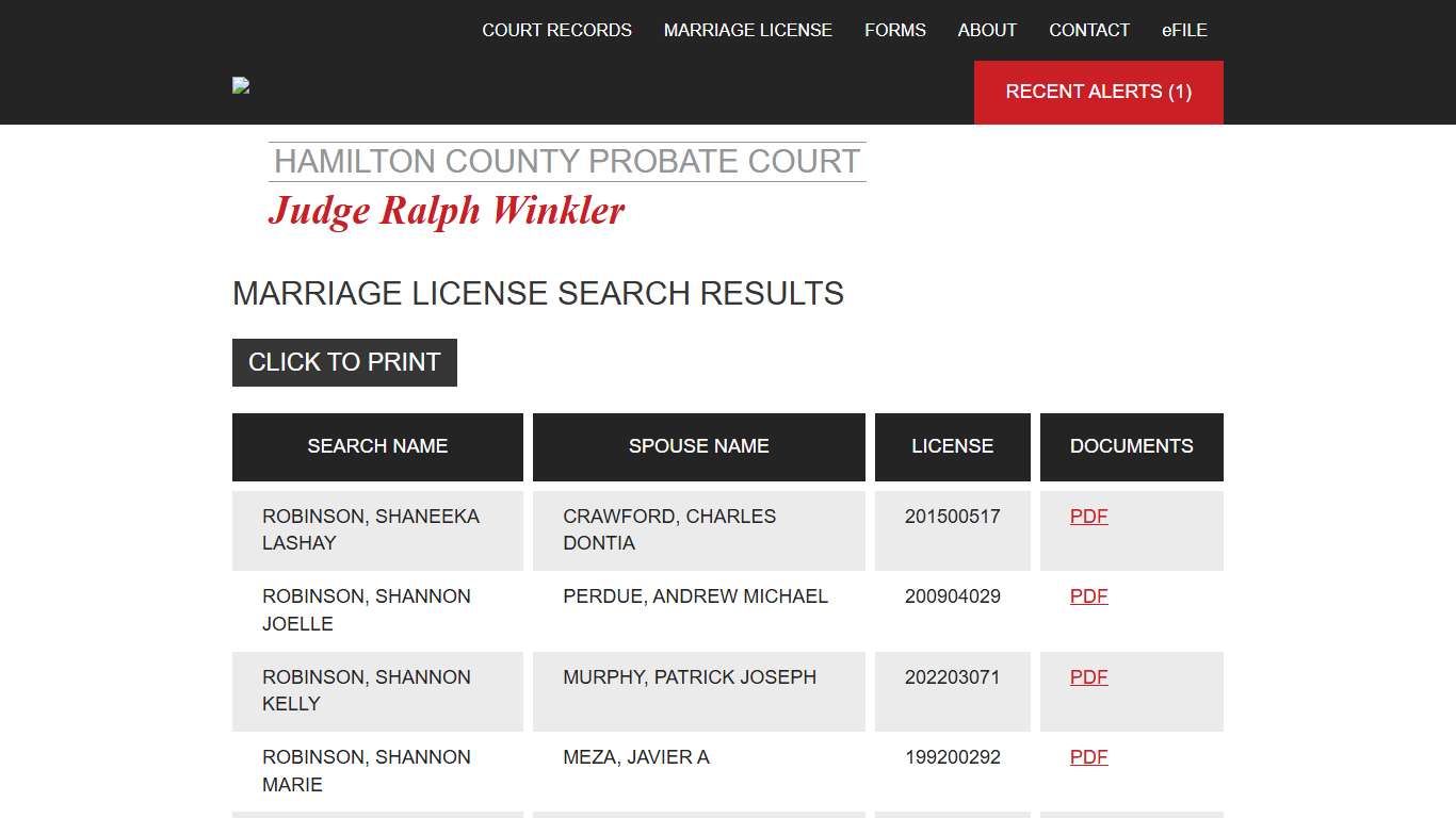 Marriage Search Results